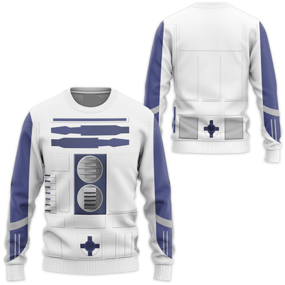 SW Hoodie R2 D2 Costume SW Cosplay T-shirt Sweatshirt White Blue Unisex Adults