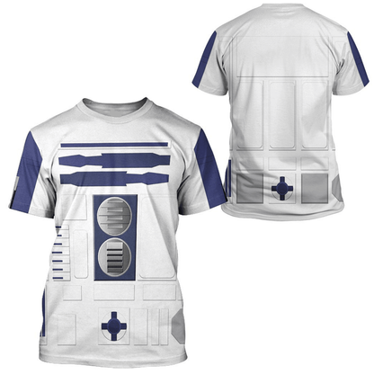 SW Hoodie R2 D2 Costume SW Cosplay T-shirt Sweatshirt White Blue Unisex Adults