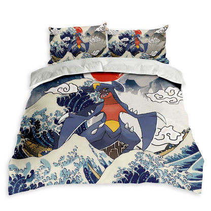 Garchomp Bedding Set Kanagawa Great Wave Edition