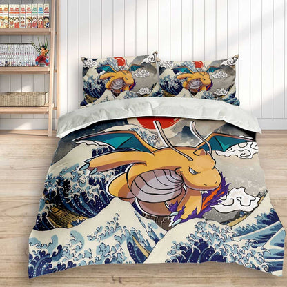 Dragonite Bedding Set Kanagawa Great Wave Edition