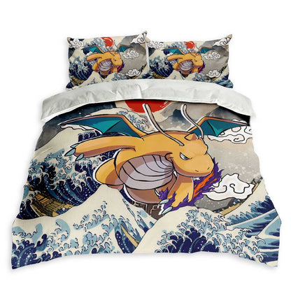 Dragonite Bedding Set Kanagawa Great Wave Edition
