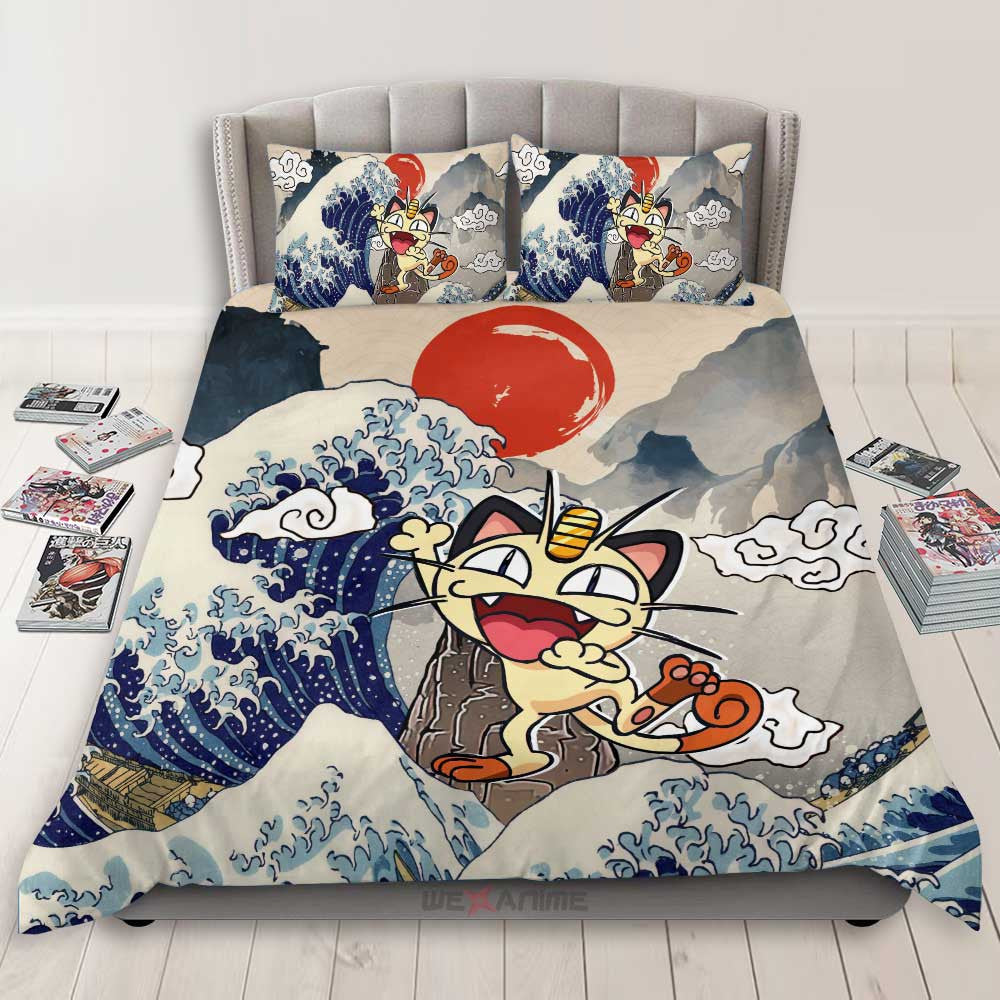 Meowth Bedding Set Kanagawa Great Wave Edition
