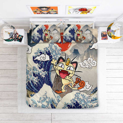 Meowth Bedding Set Kanagawa Great Wave Edition
