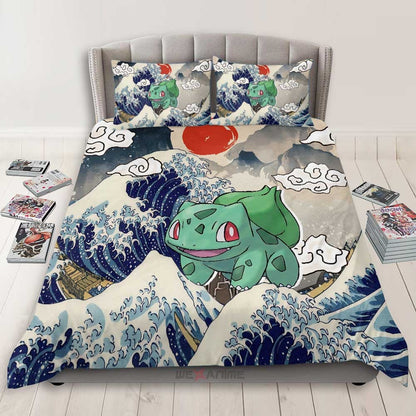 Bulbasaur Bedding Set Kanagawa Great Wave Edition