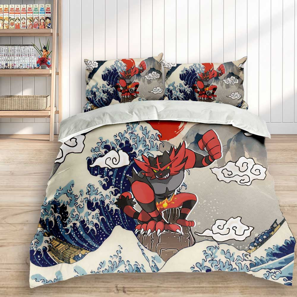 Incineroar Bedding Set Kanagawa Great Wave Edition