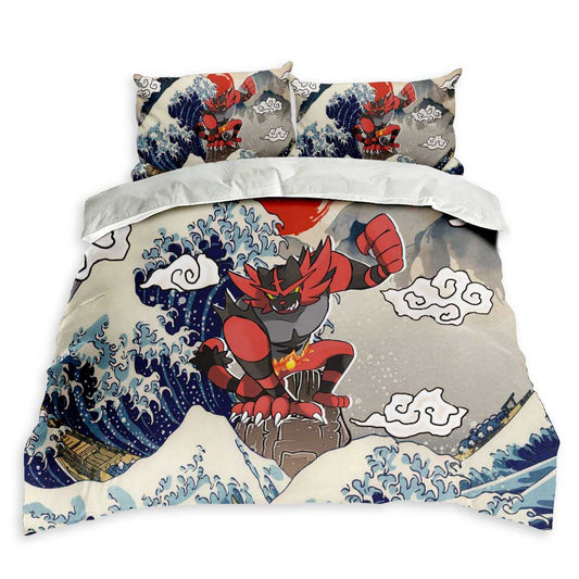 Incineroar Bedding Set Kanagawa Great Wave Edition