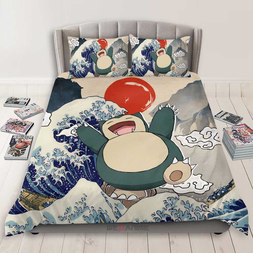 Snorlax Bedding Set Kanagawa Great Wave Edition