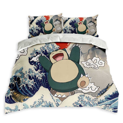 Snorlax Bedding Set Kanagawa Great Wave Edition