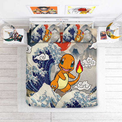 Charmander Bedding Set Kanagawa Great Wave Edition