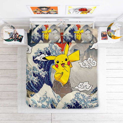 Pikachu Bedding Set Kanagawa Great Wave Edition