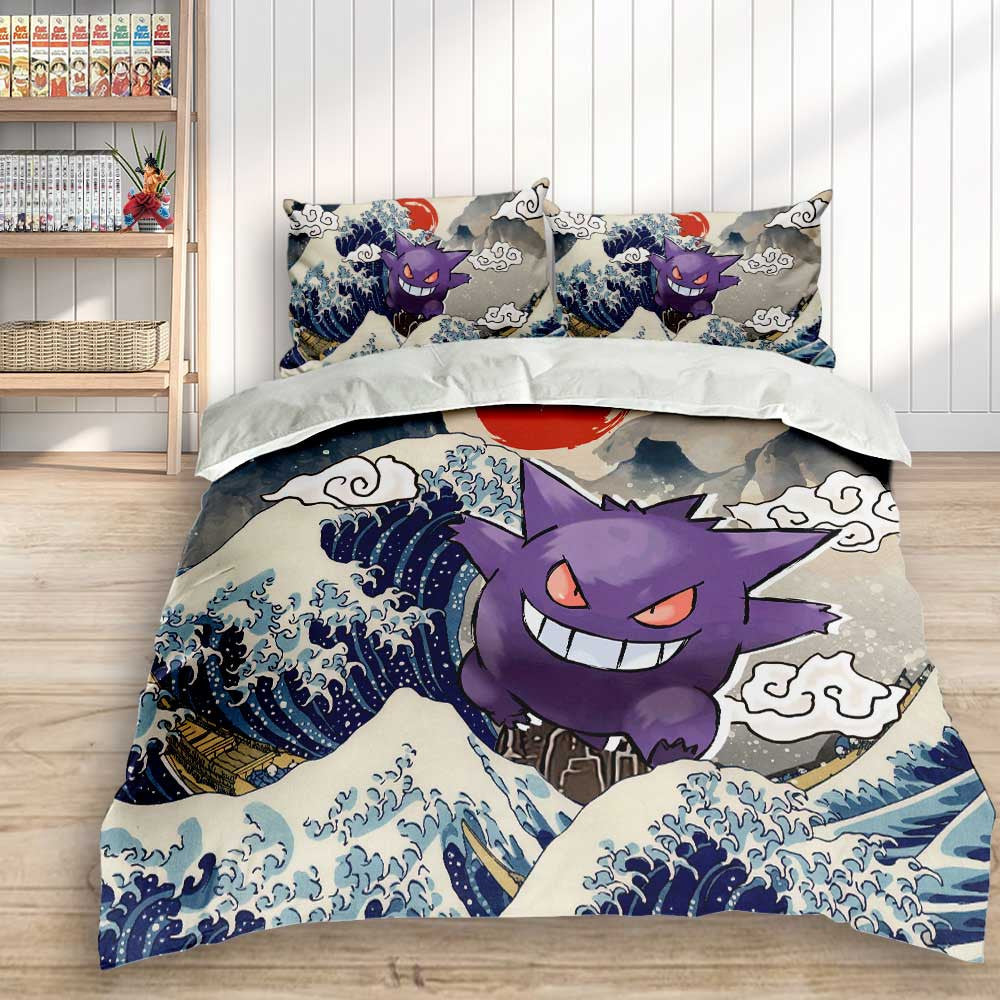 Gengar Bedding Set Kanagawa Great Wave Edition