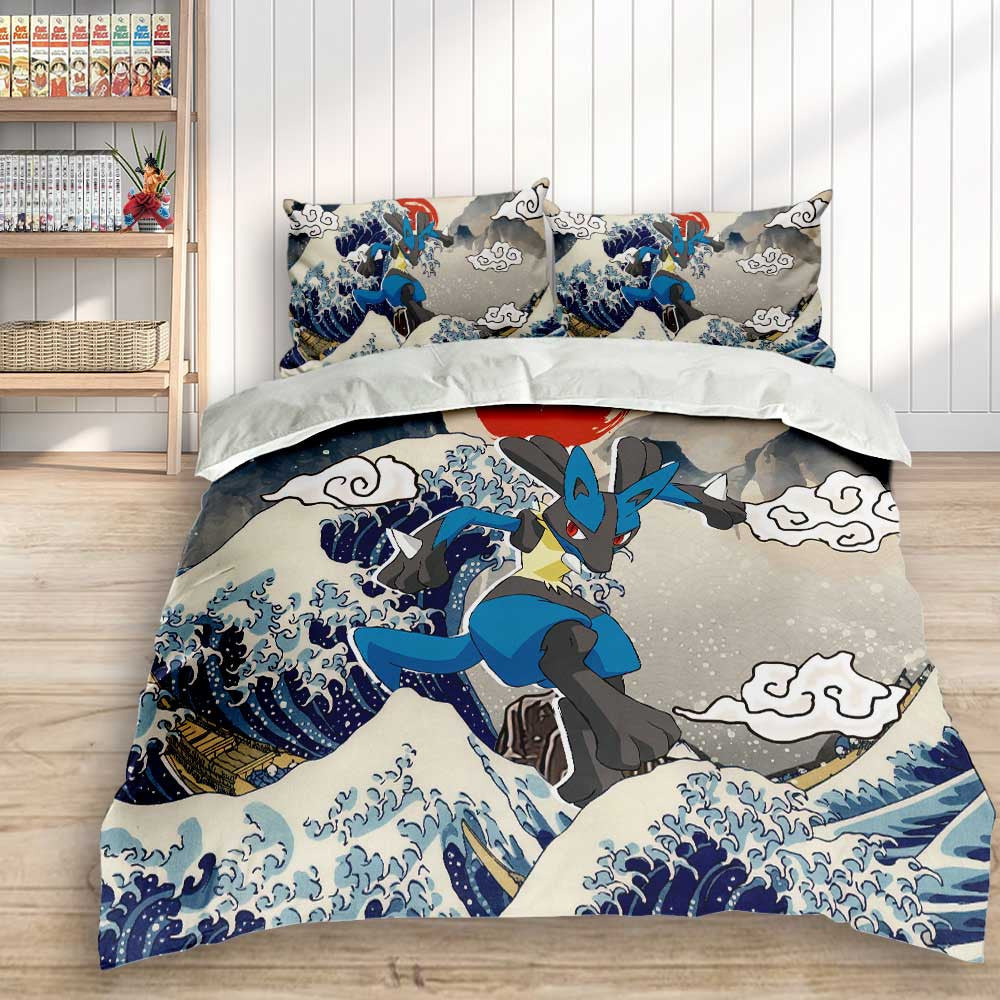 Lucario Bedding Set Kanagawa Great Wave Edition