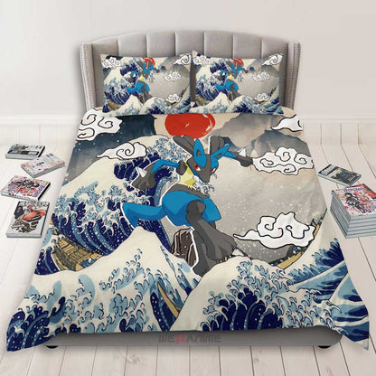 Lucario Bedding Set Kanagawa Great Wave Edition