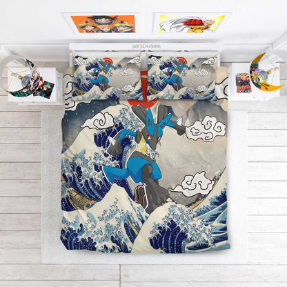Lucario Bedding Set Kanagawa Great Wave Edition