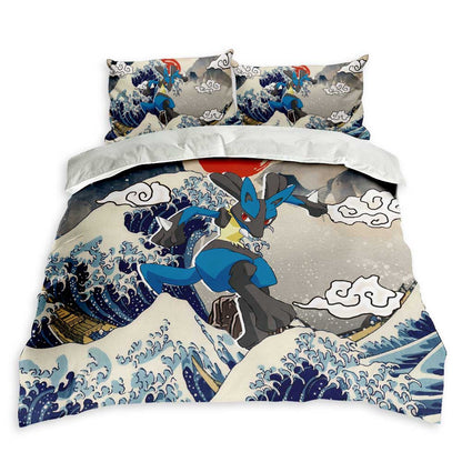 Lucario Bedding Set Kanagawa Great Wave Edition