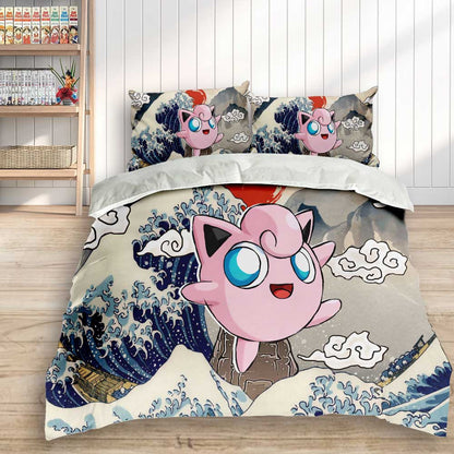 Jigglypuff Bedding Set Kanagawa Great Wave Edition