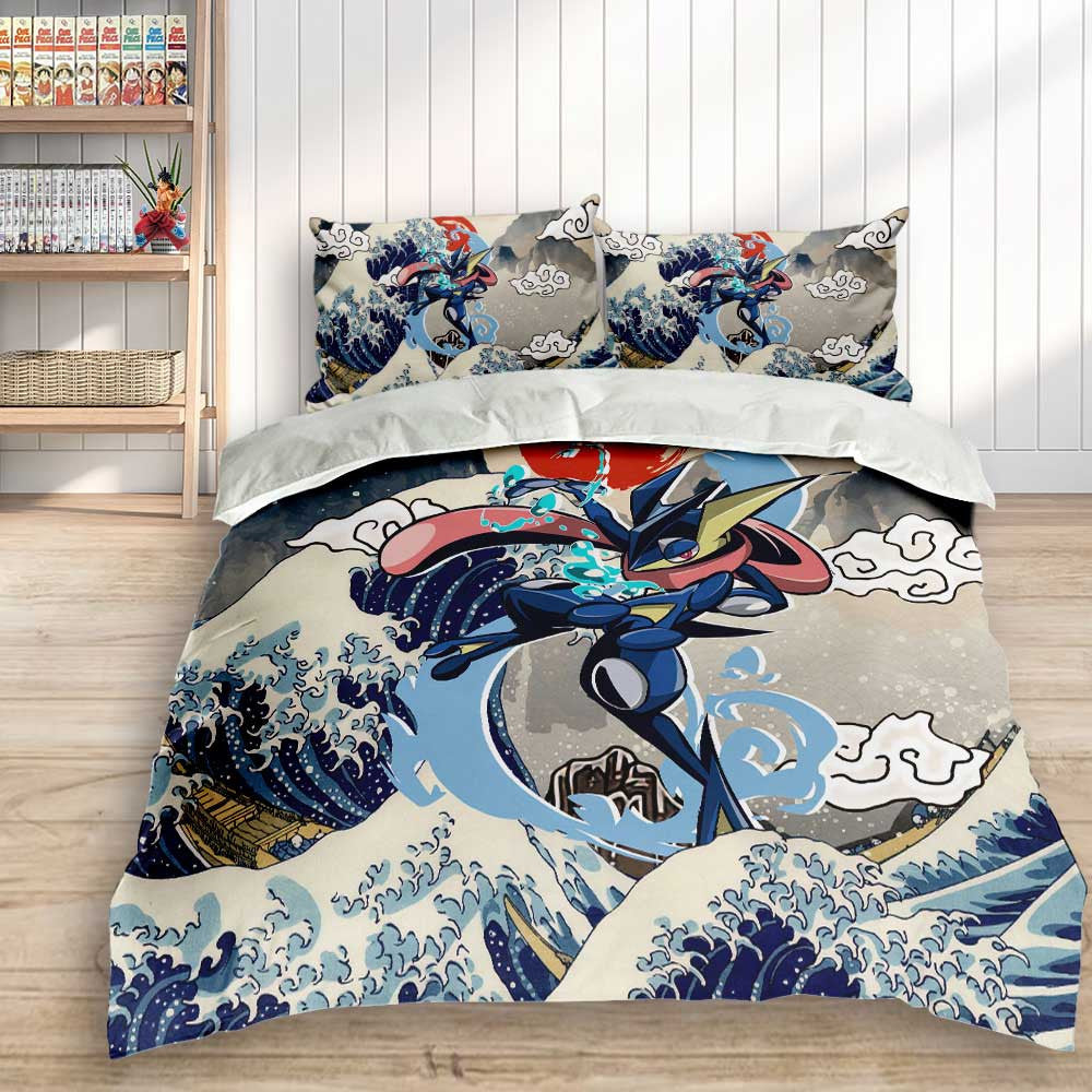 Greninja Bedding Set Kanagawa Great Wave Edition