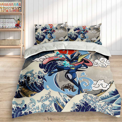 Greninja Bedding Set Kanagawa Great Wave Edition