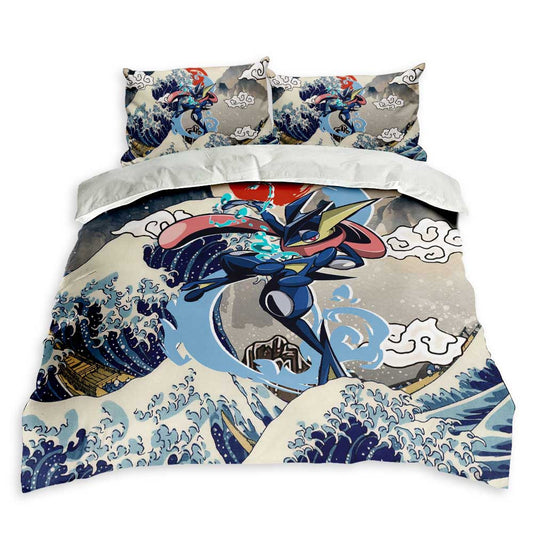 Greninja Bedding Set Kanagawa Great Wave Edition