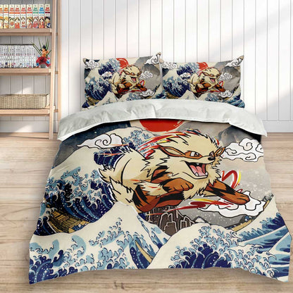 Arcanine Bedding Set Kanagawa Great Wave Edition