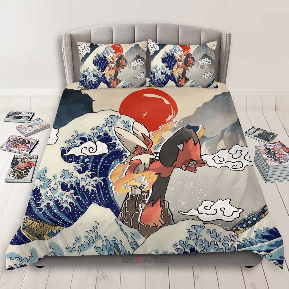 Blaziken Bedding Set Kanagawa Great Wave Edition
