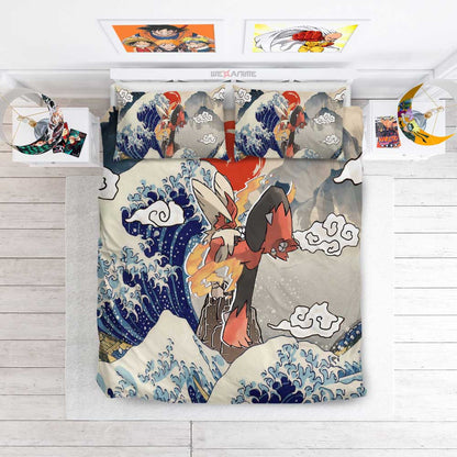 Blaziken Bedding Set Kanagawa Great Wave Edition