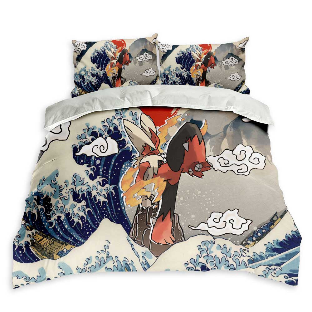 Blaziken Bedding Set Kanagawa Great Wave Edition