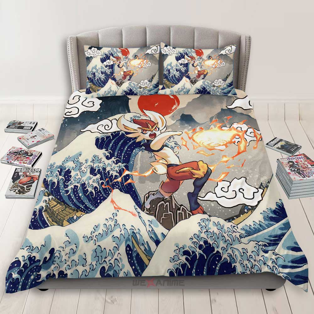 Cinderace Bedding Set Kanagawa Great Wave Edition