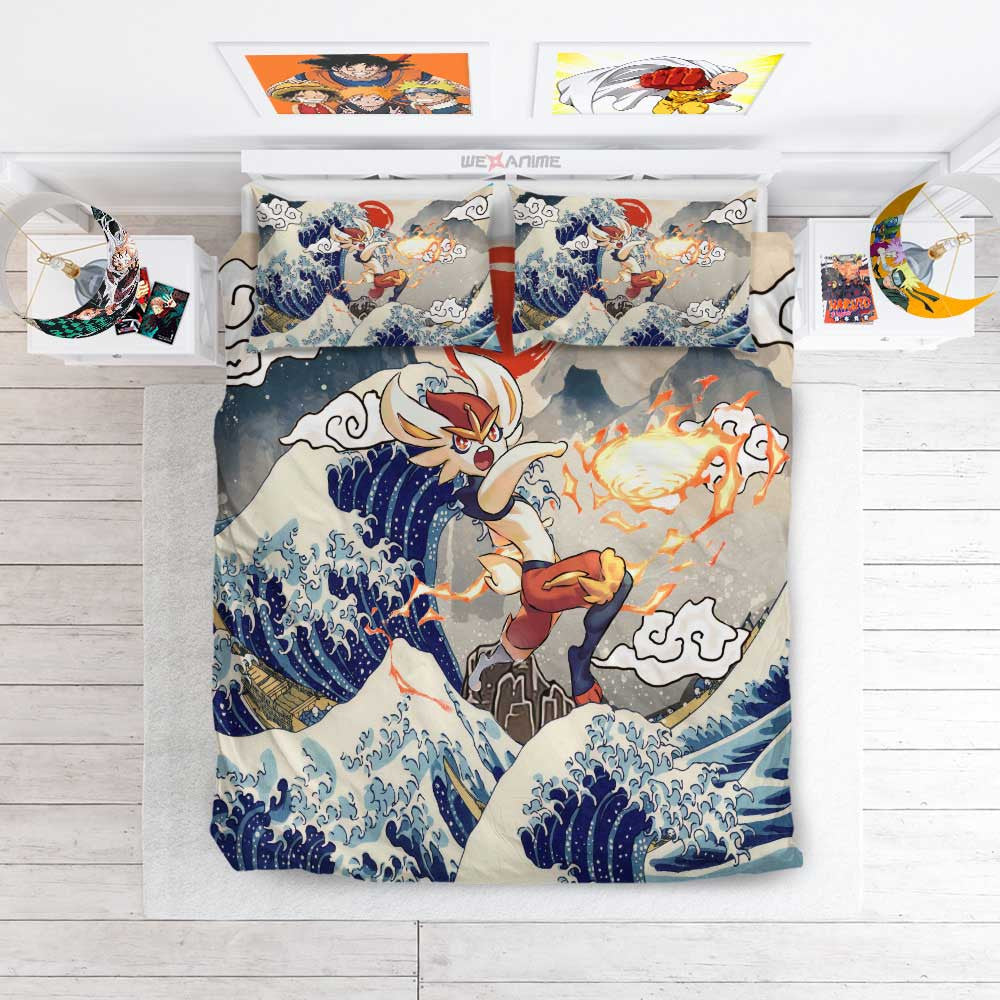 Cinderace Bedding Set Kanagawa Great Wave Edition