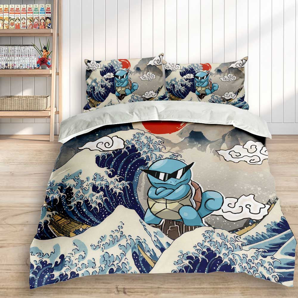 Squirtle Bedding Set Kanagawa Great Wave Edition