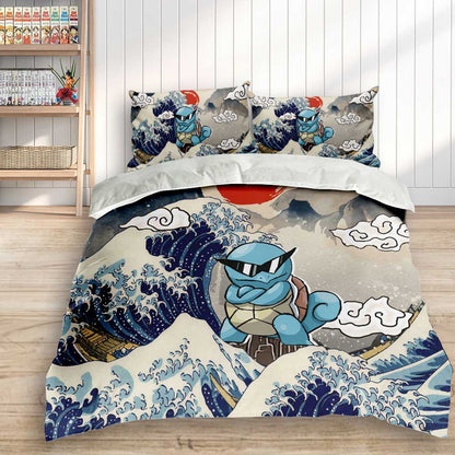 Squirtle Bedding Set Kanagawa Great Wave Edition