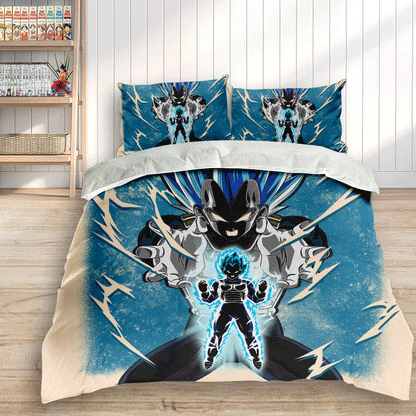 Vegeta Super Saiyan Blue Bedding Set Anime Custom