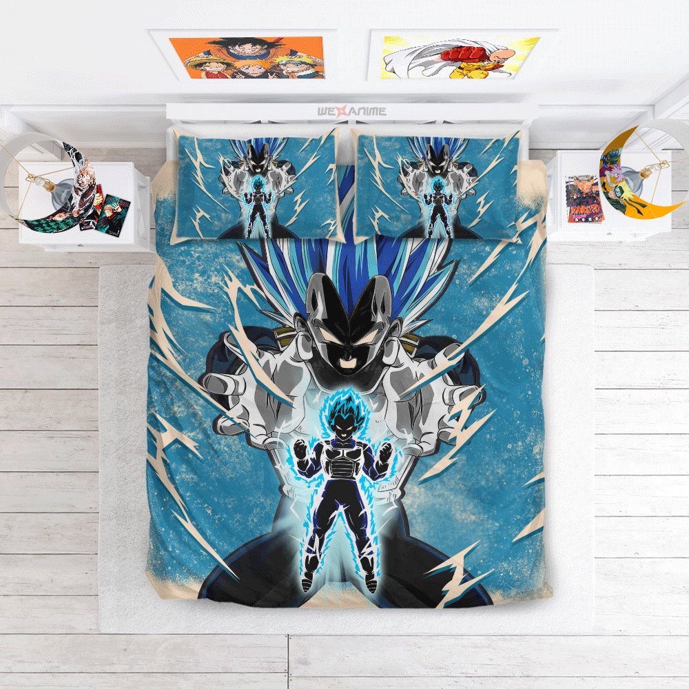 Vegeta Super Saiyan Blue Bedding Set Anime Custom