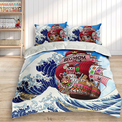 Kanagawa Great Wave Queen Mama Chanter Bedding Set Home Decor