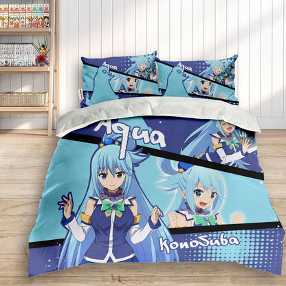 Aqua Polyester Duvet Cover Set