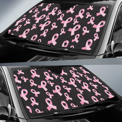 Breast Cancer Car Sun Shade Ribbon Breast Cancer Awareness Winshield Sun Shade Black Pink