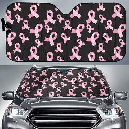 Breast Cancer Car Sun Shade Ribbon Breast Cancer Awareness Winshield Sun Shade Black Pink