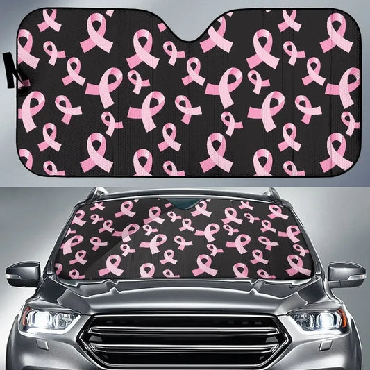 Breast Cancer Car Sun Shade Ribbon Breast Cancer Awareness Winshield Sun Shade Black Pink