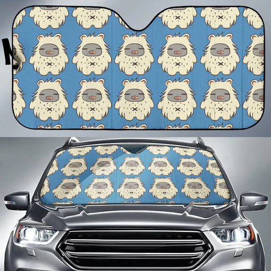 Bigfoot Car Sun Shade Bigfoot Fae Cute Pattern Winshield Sun Shade Blue White