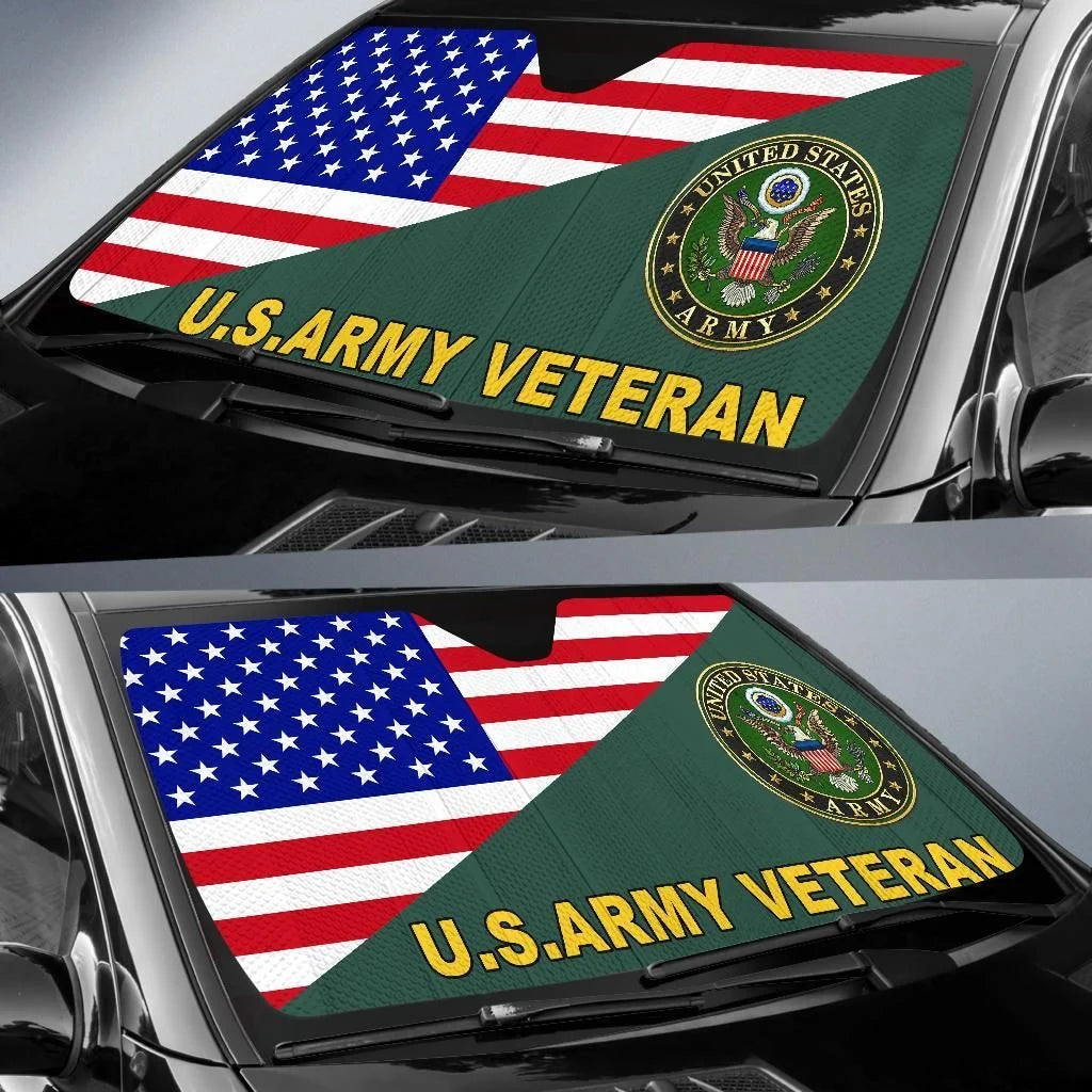 Veteran Car Sun Shade US Army Veteran American Flag Winshield Sun Shad ...