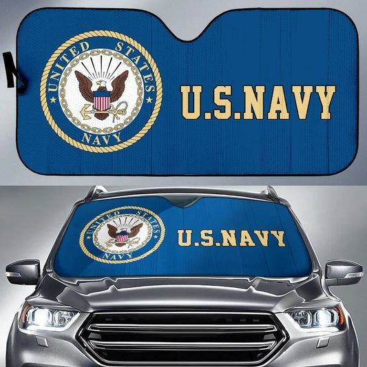 Veteran Car Sun Shade Veteran US Navy Symbol Graphic Winshield Sun Shade Blue