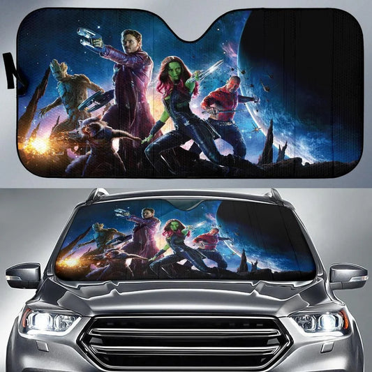 Guardians Of The Galaxy Car Sun Shade Guardians Of The Galaxy Team Pose Winshield Sun Shade Black Blue