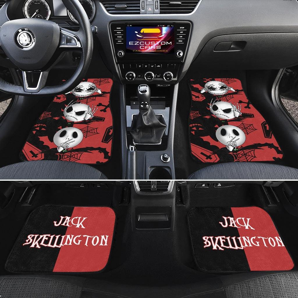 TNBC Car Mats Jack Skellington Face Emotions Spiderweb Pattern Car Floor Mats Black Red