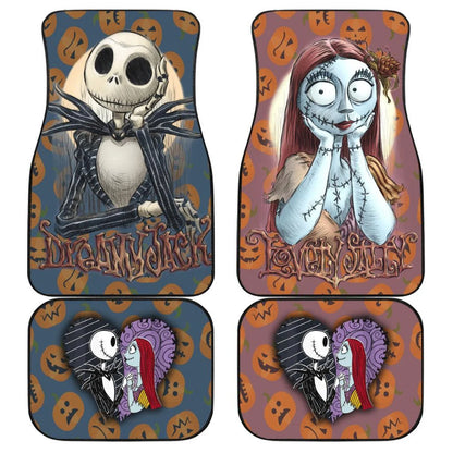 TNBC Car Mats Dreamy Jack Skellington And Lovely Sally Car Floor Mats Colorful