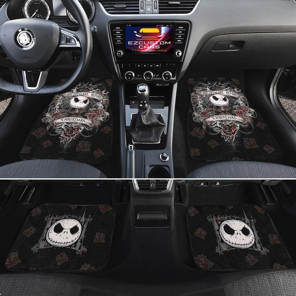 TNBC Car Mats Jack Skellington And Roses Pattern Car Floor Mats Black Red