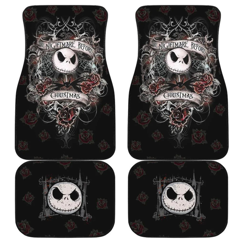 TNBC Car Mats Jack Skellington And Roses Pattern Car Floor Mats Black Red