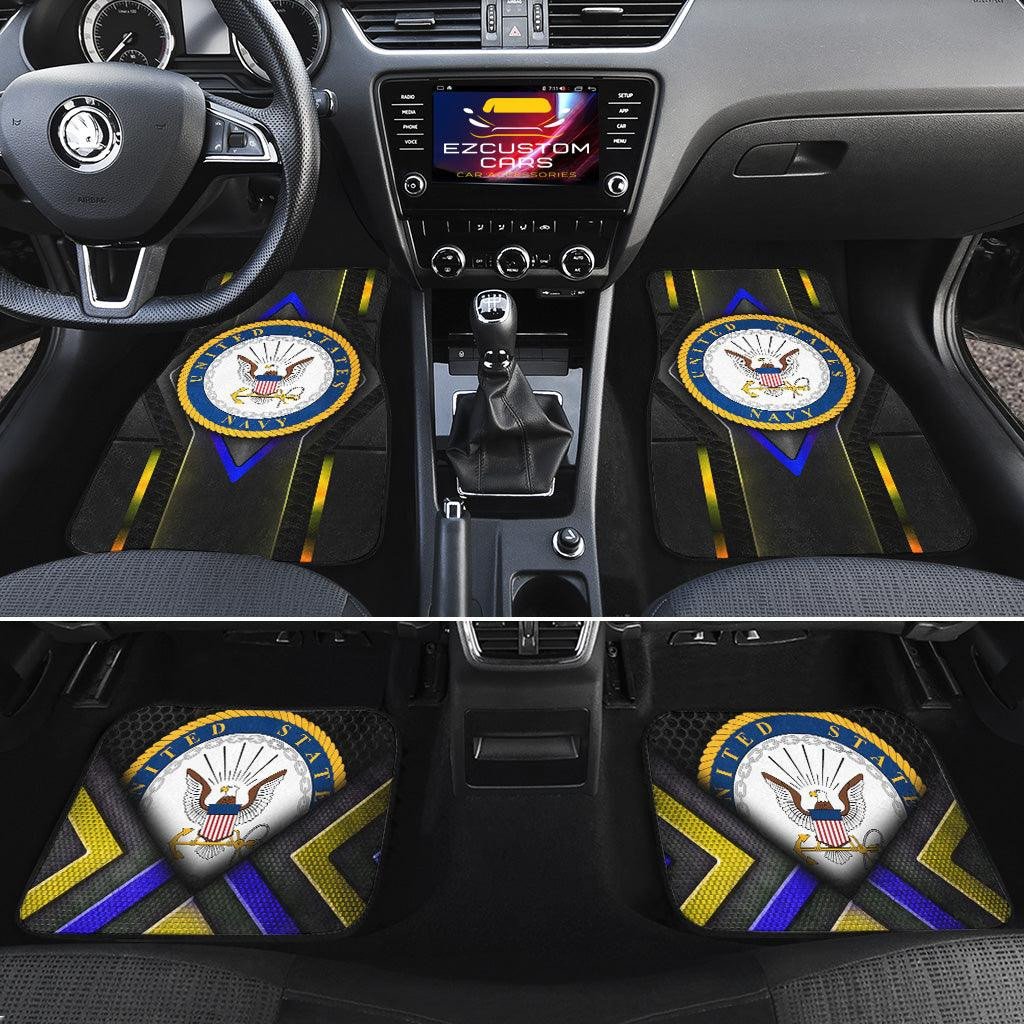 Veteran Car Mats Veteran US Navy Symbol Graphic Car Floor Mats Black Blue