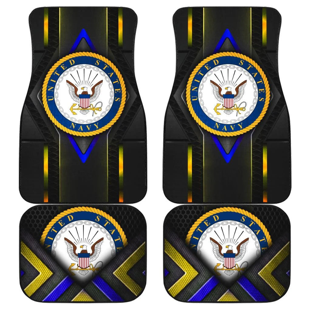 Veteran Car Mats Veteran US Navy Symbol Graphic Car Floor Mats Black Blue