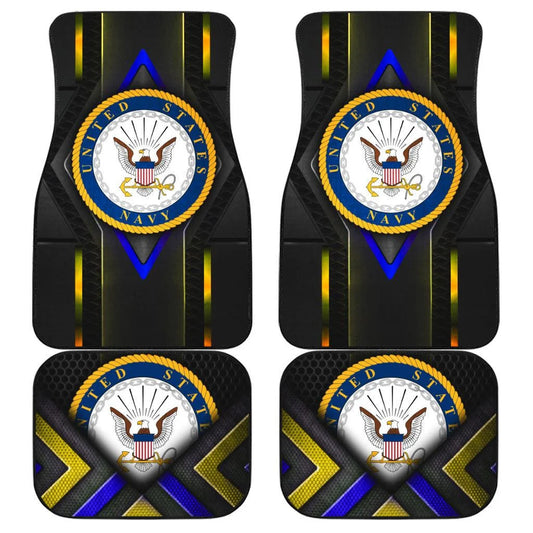 Veteran Car Mats Veteran US Navy Symbol Graphic Car Floor Mats Black Blue