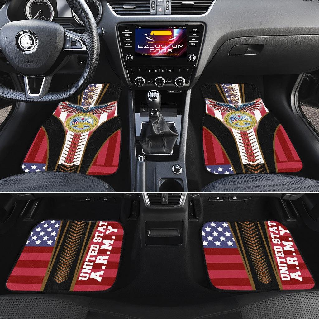 Veteran Car Mats US Army Eagle American Flag Pattern Car Floor Mats Black Red